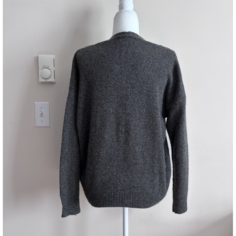 ASTR the Label Womens Medium Wool Blend Sweater Deep V Neck Gray Casual Cozy - Picture 5 of 6
